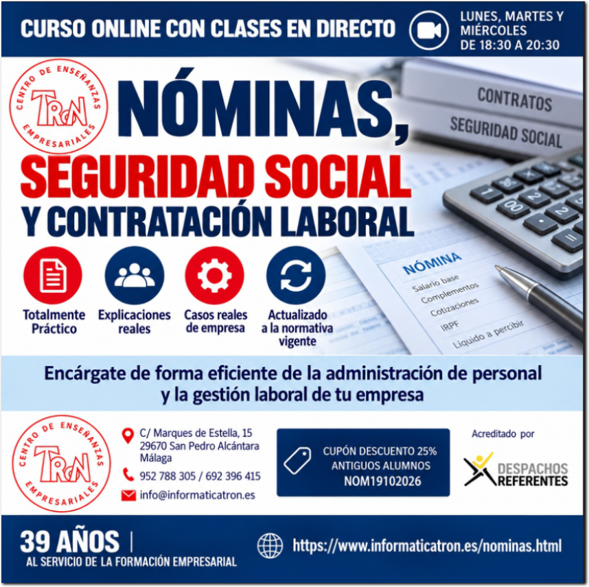 Curso Nominas, Seguridad Social y Contratación Laboral